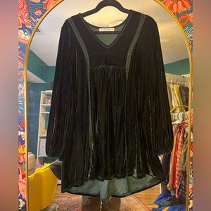 Rusty dusty shein green velvet dress